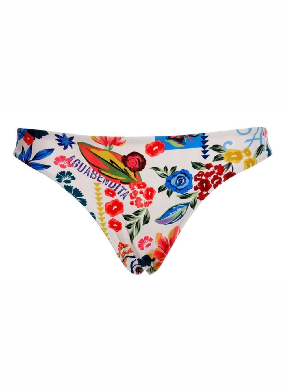 Agua Bendita Multicolor Floral Bikini Bottom - White Base